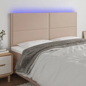 Cabecero luces LED cuero sintético capuchino 180x5x118/128 cm de , Cabeceros y pies de cama - Ref: Foro24-3122391, Precio: 11...