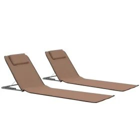 Klappbare Strandmatten 2 Einheiten aus Stahl und braunem Stoff von vidaXL, Liegen - Ref: Foro24-44331, Preis: 48,62 €, Rabatt: %