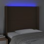 Cabecero con LED de tela marrón oscuro 93x16x118/128 cm de , Cabeceros y pies de cama - Ref: Foro24-3123893, Precio: 66,78 €,...