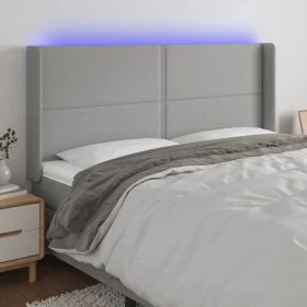 Cabecero con LED de tela gris claro 163x16x118/128 cm de , Cabeceros y pies de cama - Ref: Foro24-3123914, Precio: 101,28 €, ...