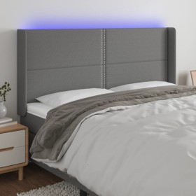 Cabecero con LED de tela gris oscuro 183x16x118/128 cm de , Cabeceros y pies de cama - Ref: Foro24-3123923, Precio: 107,79 €,...