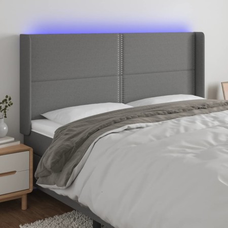 Cabecero con LED de tela gris oscuro 183x16x118/128 cm de , Cabeceros y pies de cama - Ref: Foro24-3123923, Precio: 107,79 €,...