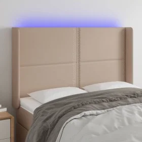 Cabecero con LED cuero sintético capuchino 147x16x118/128cm de , Cabeceros y pies de cama - Ref: Foro24-3124003, Precio: 125,...