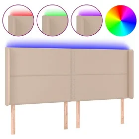 Cabecero con LED cuero sintético capuchino 183x16x118/128cm de , Cabeceros y pies de cama - Ref: Foro24-3124015, Precio: 127,...