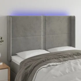 Hellgraues Samtkopfteil mit LED 147x16x118/128 cm von , Kopf- und Fußteile - Ref: Foro24-3123956, Preis: 104,71 €, Rabatt: %