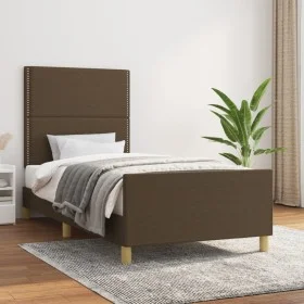 Bettgestell mit Kopfteil aus dunkelbraunem Stoff 80x200 cm von , Betten und Lattenroste - Ref: Foro24-3124931, Preis: 133,09 ...