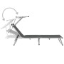 Tumbona plegable con techo aluminio y textileno gris de vidaXL, Tumbonas - Ref: Foro24-44335, Precio: 119,02 €, Descuento: %