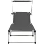 Folding lounger with aluminum and gray textilene roof by vidaXL, Loungers - Ref: Foro24-44335, Price: 109,15 €, Discount: %