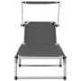 Tumbona plegable con techo aluminio y textileno gris de vidaXL, Tumbonas - Ref: Foro24-44335, Precio: 119,02 €, Descuento: %