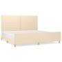 Estructura de cama con cabecero de tela color crema 200x200 cm de , Camas y somieres - Ref: Foro24-3125005, Precio: 223,57 €,...