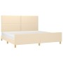 Estructura de cama con cabecero de tela color crema 200x200 cm de , Camas y somieres - Ref: Foro24-3125005, Precio: 223,57 €,...