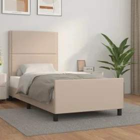 Bettgestell mit Kopfteil aus Cappuccino-Kunstleder, 90 x 190 cm von , Betten und Lattenroste - Ref: Foro24-3125487, Preis: 13...