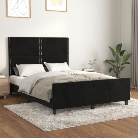 Estructura de cama con cabecero de terciopelo negro 140x190 cm de , Camas y somieres - Ref: Foro24-3125692, Precio: 201,45 €,...
