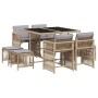 Set comedor de jardín 9 pzas con cojines ratán sintético beige en Conjuntos de jardín | Comprar online en Foru.es