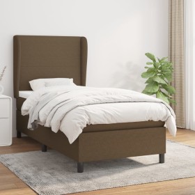Cama box spring con colchón tela marrón oscuro 100x200 cm de , Camas y somieres - Ref: Foro24-3127784, Precio: 368,88 €, Desc...