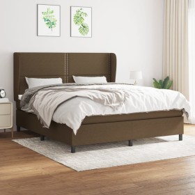 Cama box spring con colchón tela marrón oscuro 160x200 cm de , Camas y somieres - Ref: Foro24-3127896, Precio: 551,14 €, Desc...