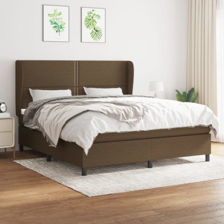 Cama box spring con colchón tela marrón oscuro 160x200 cm de , Camas y somieres - Ref: Foro24-3127896, Precio: 551,14 €, Desc...