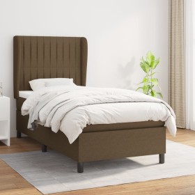 Cama box spring con colchón tela marrón oscuro 100x200 cm de , Camas y somieres - Ref: Foro24-3128104, Precio: 369,20 €, Desc...
