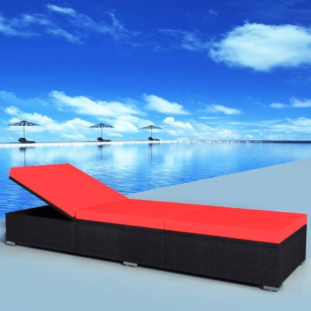Tumbona con cojín ratán sintético negro de vidaXL, Tumbonas - Ref: Foro24-44405, Precio: 160,40 €, Descuento: %