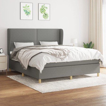 Cama box spring con colchón tela gris oscuro 180x200 cm de , Camas y somieres - Ref: Foro24-3128462, Precio: 610,76 €, Descue...