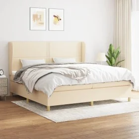 Box spring bed with cream fabric mattress 200x200 cm by , Beds and slatted bases - Ref: Foro24-3128474, Price: 602,35 €, Disc...
