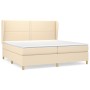 Cama box spring con colchón tela color crema 200x200 cm de , Camas y somieres - Ref: Foro24-3128474, Precio: 599,86 €, Descue...