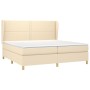 Cama box spring con colchón tela color crema 200x200 cm de , Camas y somieres - Ref: Foro24-3128474, Precio: 599,86 €, Descue...