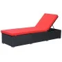 Tumbona con cojín ratán sintético negro de vidaXL, Tumbonas - Ref: Foro24-44405, Precio: 130,27 €, Descuento: %