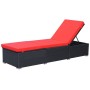 Tumbona con cojín ratán sintético negro de vidaXL, Tumbonas - Ref: Foro24-44405, Precio: 160,40 €, Descuento: %