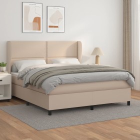 Cama box spring con colchón cuero sintético capuchino 180x200cm de , Camas y somieres - Ref: Foro24-3128990, Precio: 642,93 €...
