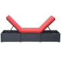 Tumbona con cojín ratán sintético negro de vidaXL, Tumbonas - Ref: Foro24-44405, Precio: 130,27 €, Descuento: %