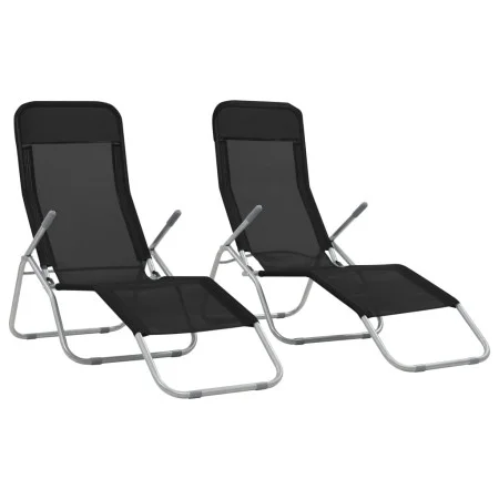 Tumbonas plegables 2 unidades textilene negro de vidaXL, Tumbonas - Ref: Foro24-44338, Precio: 138,38 €, Descuento: %