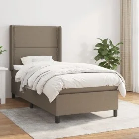 Box spring bed with taupe gray fabric mattress 90x200 cm by , Beds and slatted bases - Ref: Foro24-3131325, Price: 365,64 €, ...