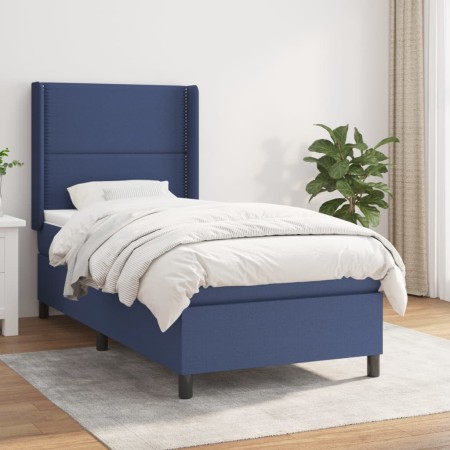 Cama box spring con colchón tela azul 90x190 cm de , Camas y somieres - Ref: Foro24-3131319, Precio: 333,17 €, Descuento: %