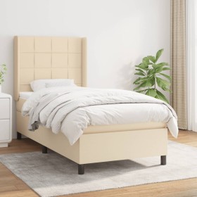 Cama box spring con colchón tela color crema 80x200 cm de , Camas y somieres - Ref: Foro24-3131390, Precio: 327,01 €, Descuen...