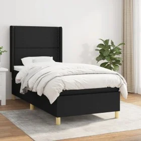 Cama box spring con colchón tela negro 90x190 cm de , Camas y somieres - Ref: Foro24-3131875, Precio: 295,53 €, Descuento: %