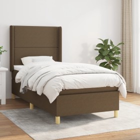 Cama box spring con colchón tela marrón oscuro 80x200 cm de , Camas y somieres - Ref: Foro24-3131868, Precio: 319,15 €, Descu...