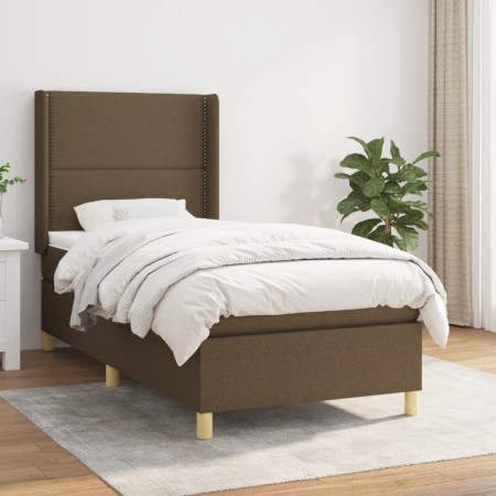 Cama box spring con colchón tela marrón oscuro 80x200 cm de , Camas y somieres - Ref: Foro24-3131868, Precio: 319,15 €, Descu...