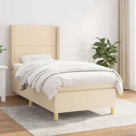 Boxspringbett mit cremefarbener Stoffmatratze 100x200 cm von , Betten und Lattenroste - Ref: Foro24-3131894, Preis: 332,81 €,...