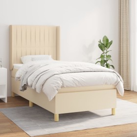 Cama box spring con colchón tela color crema 80x200 cm de , Camas y somieres - Ref: Foro24-3132110, Precio: 342,31 €, Descuen...