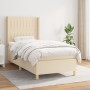 Cama box spring con colchón tela color crema 80x200 cm de , Camas y somieres - Ref: Foro24-3132110, Precio: 342,31 €, Descuen...