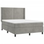 Cama box spring con colchón terciopelo gris claro 140x200 cm de , Camas y somieres - Ref: Foro24-3132621, Precio: 475,52 €, D...