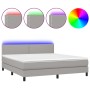 Cama box spring colchón y luces LED tela gris claro 180x200 cm de , Camas y somieres - Ref: Foro24-3133093, Precio: 524,16 €,...
