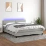 Box spring bed mattress and LED lights light gray fabric 160x200 cm by , Beds and slatted bases - Ref: Foro24-3133085, Price:...