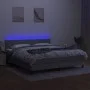 Box spring bed mattress and LED lights light gray fabric 160x200 cm by , Beds and slatted bases - Ref: Foro24-3133085, Price:...