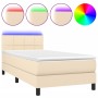 Cama box spring colchón y luces LED tela crema 80x200 cm de , Camas y somieres - Ref: Foro24-3133114, Precio: 310,91 €, Descu...