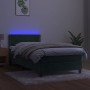 Cama box spring colchón y LED terciopelo verde oscuro 90x200 cm de , Camas y somieres - Ref: Foro24-3134324, Precio: 299,87 €...