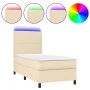 Box spring bed mattress and LED lights cream fabric 90x200 cm by , Beds and slatted bases - Ref: Foro24-3134770, Price: 320,4...