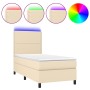 Cama box spring colchón y luces LED tela crema 90x200 cm de , Camas y somieres - Ref: Foro24-3134770, Precio: 322,07 €, Descu...