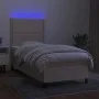Box spring bed mattress and LED lights cream fabric 90x200 cm by , Beds and slatted bases - Ref: Foro24-3134770, Price: 320,4...